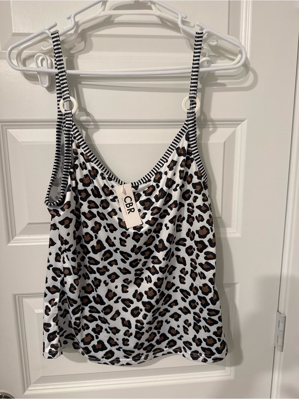 CBR Leopard Print Tank with Striped Trim Womens XL oversize NWT